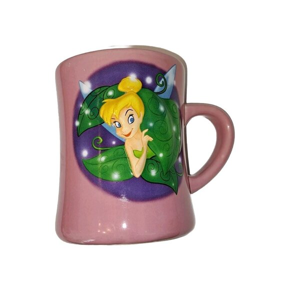 Disney Tinkerbell Mug Pink 4 Inches Wide 4.5 Inches Tall - Picture 1 of 11